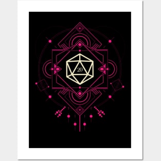 Esoteric Pink Polyhedral D20 Dice of the Witch Posters and Art